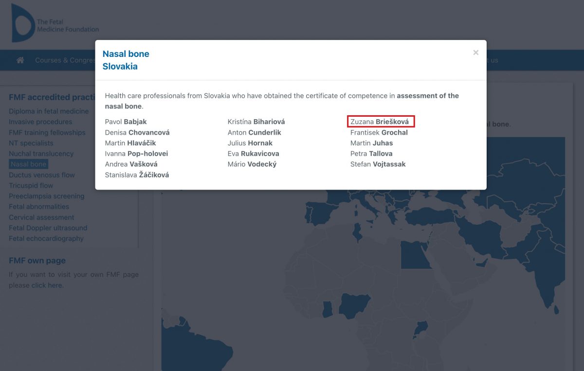 Fetal Medicine Foundation certifikát Nasal Bone