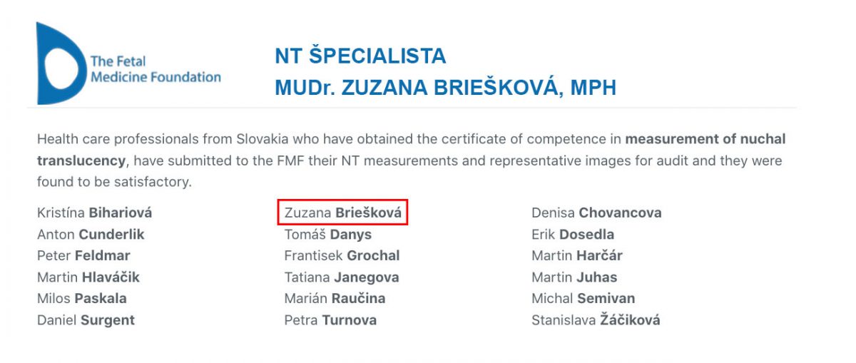 NT špecialista MUDr. Zuzana Briešková, MPH